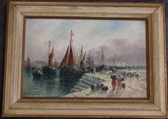 Sarah Louise Kilpack (1839-1909) Boulogne quay, 5.75 x 8.75in.